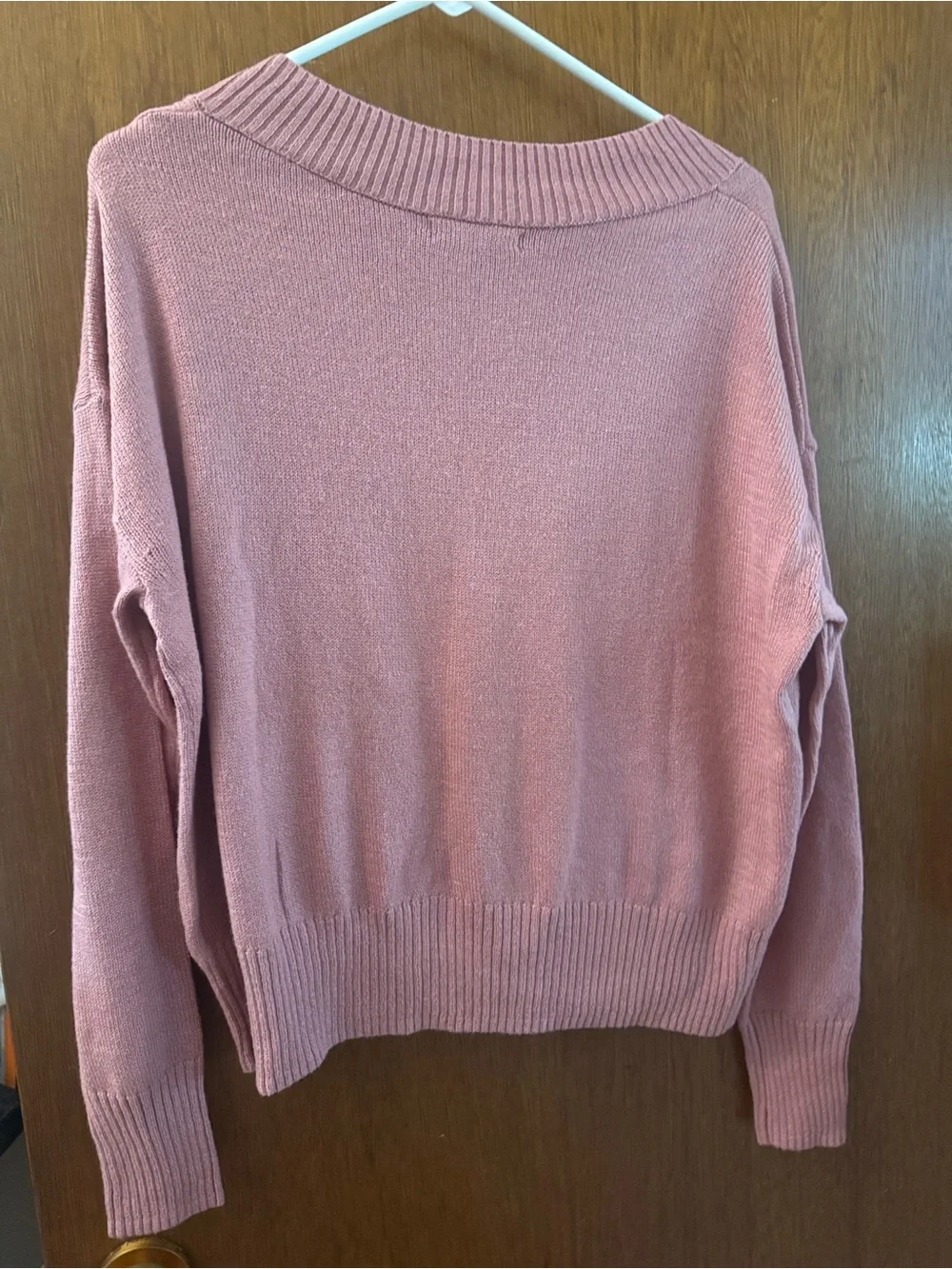 Banana Republic Women's Dusty Rose V-Neck Pocket Knit Sweater